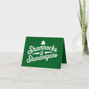 Happy St Patricks Day Lucky Shamrock & Shenanigans Kaart
