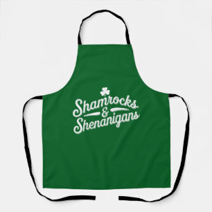 Happy St Patricks Day Lucky Shamrock & Shenanigans Schort
