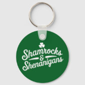 Happy St Patricks Day Lucky Shamrock & Shenanigans Sleutelhanger (Voorkant)