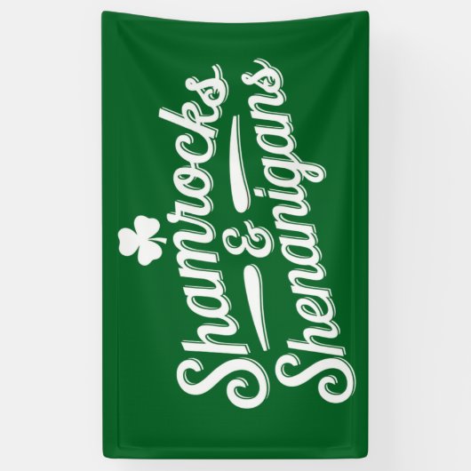 Happy St Patricks Day Lucky Shamrock & Shenanigans Spandoek (Verticaal)