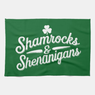 Happy St Patricks Day Lucky Shamrock & Shenanigans Theedoek