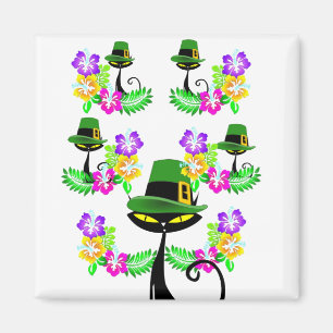 Happy St. Patrick's Day Magnets Cat Floral Magneet
