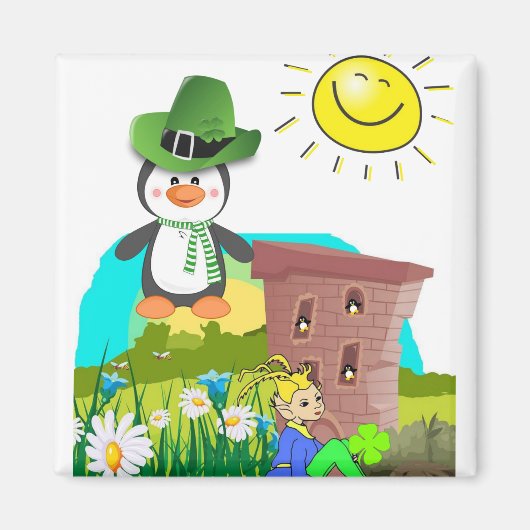 Happy St. Patrick's Day Magnets Penguin Magneet (Voorkant)
