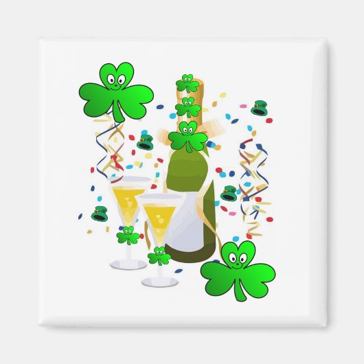 Happy St. Patrick's Day Magnets Shamrock Wine Magneet (Voorkant)
