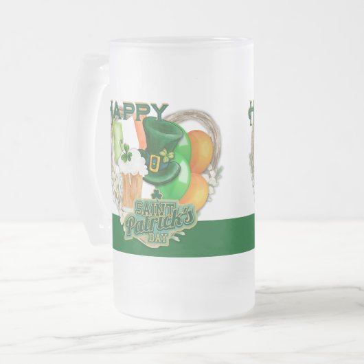 Happy St. Patrick's Day Matglas Bierpul (Voorkant links)