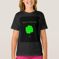 Happy St. Patrick's Day Meisjes Zwart Basic T Shir
