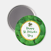 Happy St. Patrick's Day met Green Clovers Magneet (Voorkant / Achterkant)