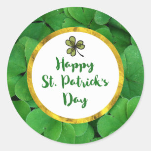 Happy St. Patrick's Day met Green Clovers Ronde Sticker