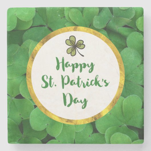 Happy St. Patrick's Day met Green Clovers Stenen Onderzetter (Voorkant)