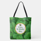 Happy St. Patrick's Day met Green Clovers Tote Bag (Achterkant)