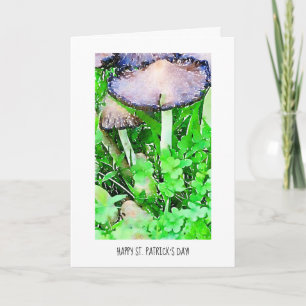 Happy St. Patrick's Day Mushrooms & Green Clover Kaart