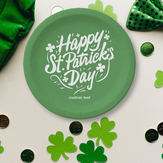 Happy St Patricks Day Party Custom Irish Shamrocks Papieren Bordje
