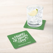 Happy St Patricks Day Party Custom Irish Shamrocks Vierkante Kartonnen Onderzetter (Insitu)