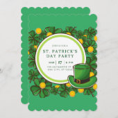 Happy St Patricks Day Party Leprechaun & Shamrocks Feestdagenkaart (Voorkant / Achterkant)