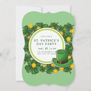 Happy St Patricks Day Party Leprechaun & Shamrocks Kaart