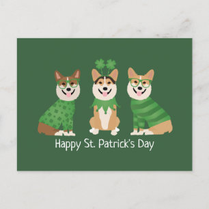 Happy St Patricks Day Pembroke Welsh Corgi Dogs Briefkaart