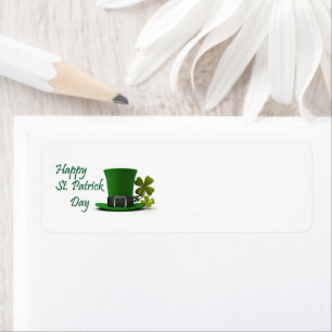Happy St. Patrick's Day pet return address label