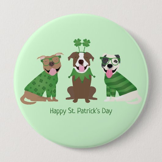 Happy St Patricks Day Pit Bull Dogs Ronde Button 4,0 Cm (Voorkant)