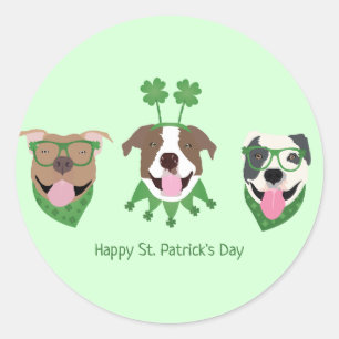 Happy St Patricks Day Pit Bull Dogs Ronde Sticker