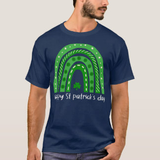 Happy St Patricks Day Rainbow Lucky Leopard Shamr T-shirt