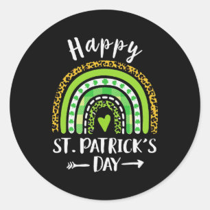 Happy St Patricks Day Rainbow Shamrock Irish Ronde Sticker