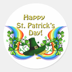 Happy St. Patrick's Day Rainbow Shamrocks Clovers Ronde Sticker