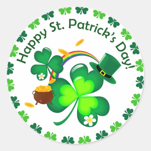 Happy St. Patrick's Day Ronde Sticker (Voorkant)