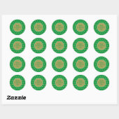 Happy St. Patrick's Day Round Stickers (Vert) (Feuille)