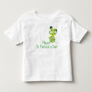 Happy St. Patrick's Day Schattigee groene uil ball Kinder Shirts