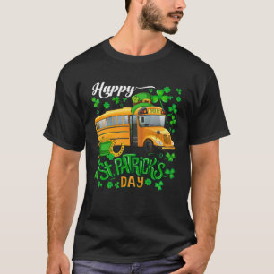 Happy St Patrick's Day schoolbus Shamrocks chauffe T-shirt