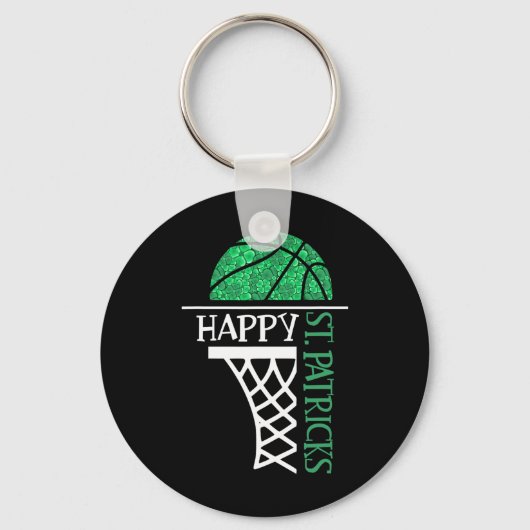 Happy St Patricks Day Shamrock basketball player n Sleutelhanger (Voorkant)