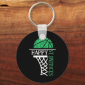 Happy St Patricks Day Shamrock basketball player n Sleutelhanger (Voorkant)