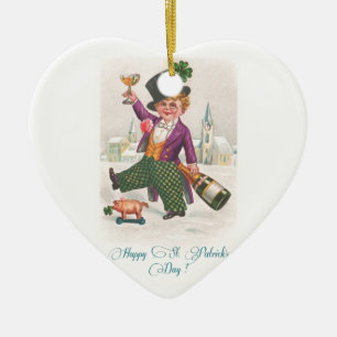 Happy St Patricks Day Shamrock Champagne Keramisch Ornament