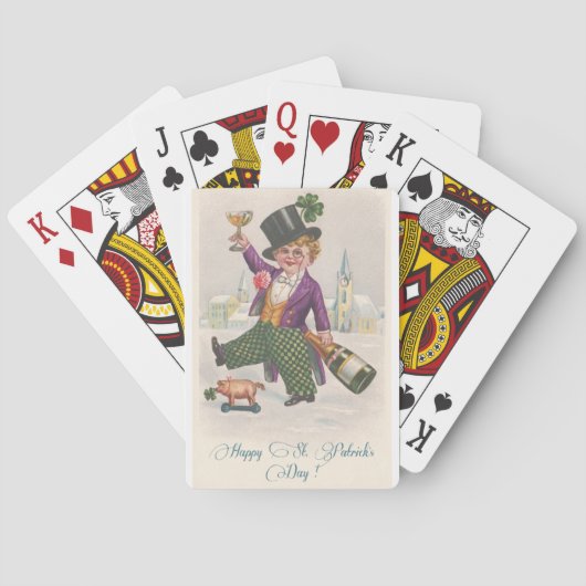  Happy St Patricks Day Shamrock Champagne Pokerkaarten (Achterkant)