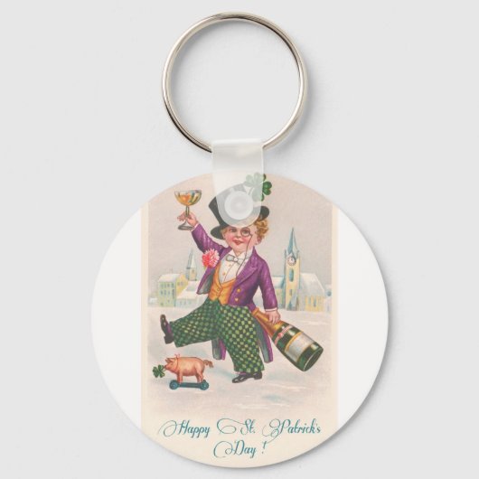  Happy St Patricks Day Shamrock Champagne Sleutelhanger (Voorkant)