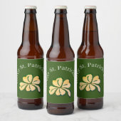 Happy St. Patrick's Day Shamrock Clover Bier Etiket (Flessen)