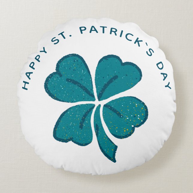 Happy St. Patrick's Day Shamrock Clover Rond Kussen (Voorkant)