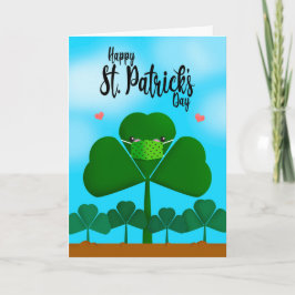 Happy St Patrick's Day Shamrock in gezichtsmasker  Feestdagen Kaart