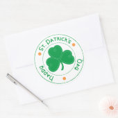 Happy St. Patrick's Day Shamrock Ronde Sticker (Envelop)