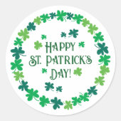 Happy St. Patrick's Day Shamrock Wreath Stickers (Voorkant)
