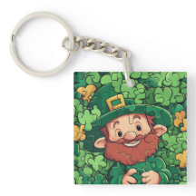 Happy St. Patrick's Day Shamrocks Acryl Sleutelhan
