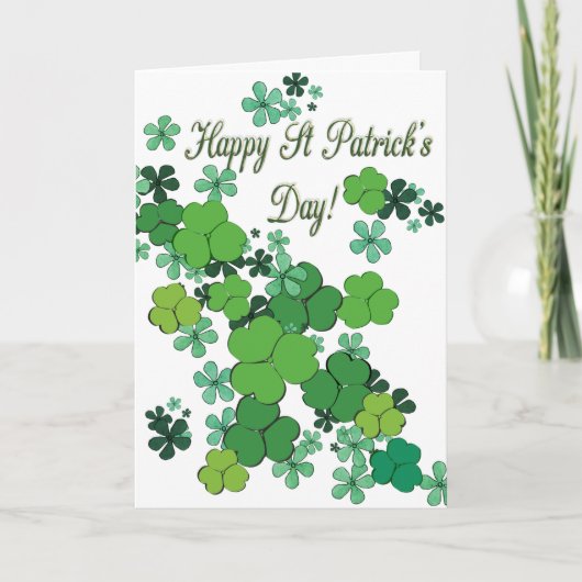 Happy St Patrick's Day Shamrocks & Daisies Kaart (Voorkant)