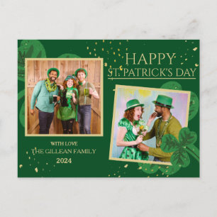 Happy St. Patrick's day Shamrocks familie één foto Feestdagenkaart
