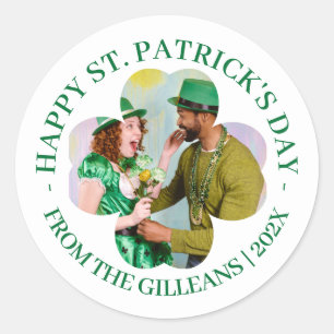 Happy St. Patrick's day Shamrocks Fotofamilie Ronde Sticker