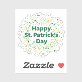 Happy St Patrick's Day Simple Green Gold Confetti  Sticker