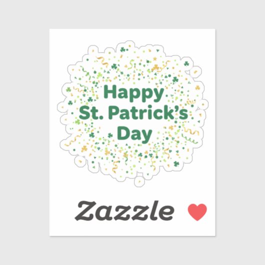 Happy St Patrick's Day Simple Green Gold Confetti Sticker (Vel)