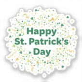 Happy St Patrick's Day Simple Green Gold Confetti Sticker (Voorkant)