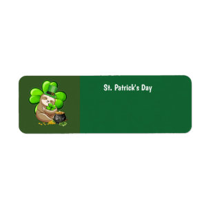 Happy St. Patrick's Day Sloth-adreslabel Etiket