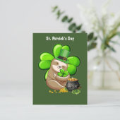 Happy St. Patrick's Day Sloth briefkaart (Staand voorkant)