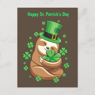 Happy St. Patrick's Day Sloth briefkaart